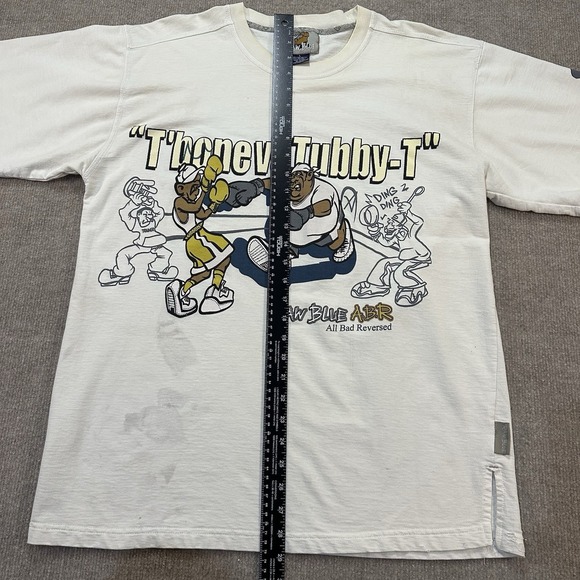 Vintage Raw Blue ABR Mens  Large T Shirt TBone Vs TubbyT Hip Hop Y2K White L - Picture 8 of 12